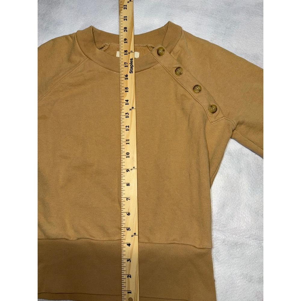 Madewell Mile(s) Sweatshirt Women XXS Tan Button Shoulder Raglan Pullover - Picture 8 of 12